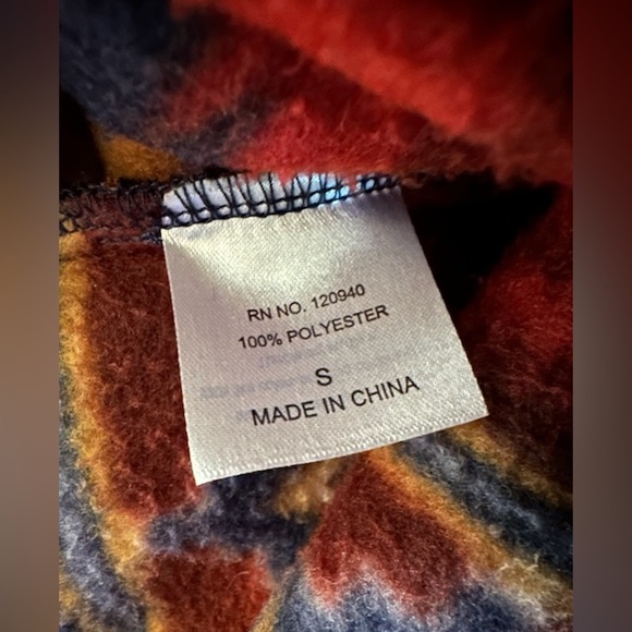 Angderson Fleece Full Zip Jacket Red Southwestern Aztec Mens Size Small - Picture 4 of 4